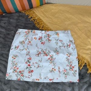 Floral Jean Mini Skirt